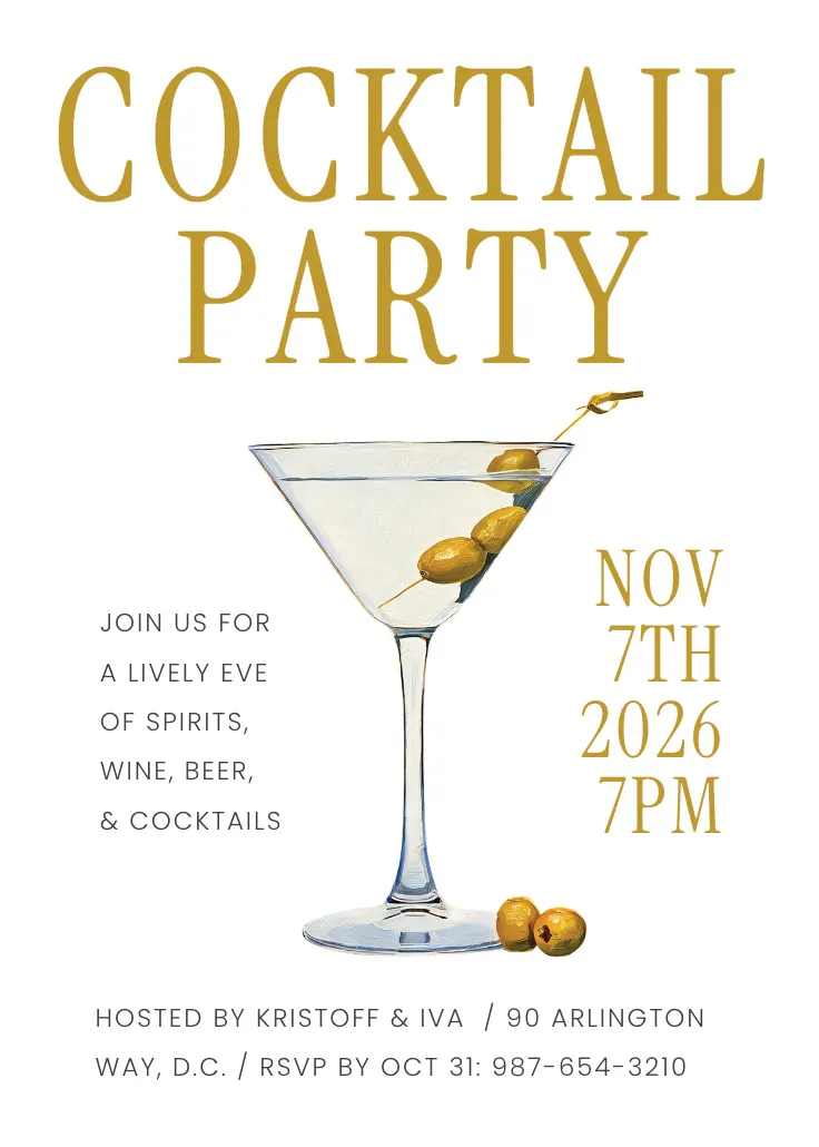 Mellow martini - cocktail party invitation